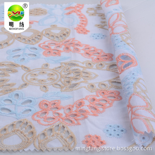 Wholesale 100% cotton eyelet embroidery lace fabric